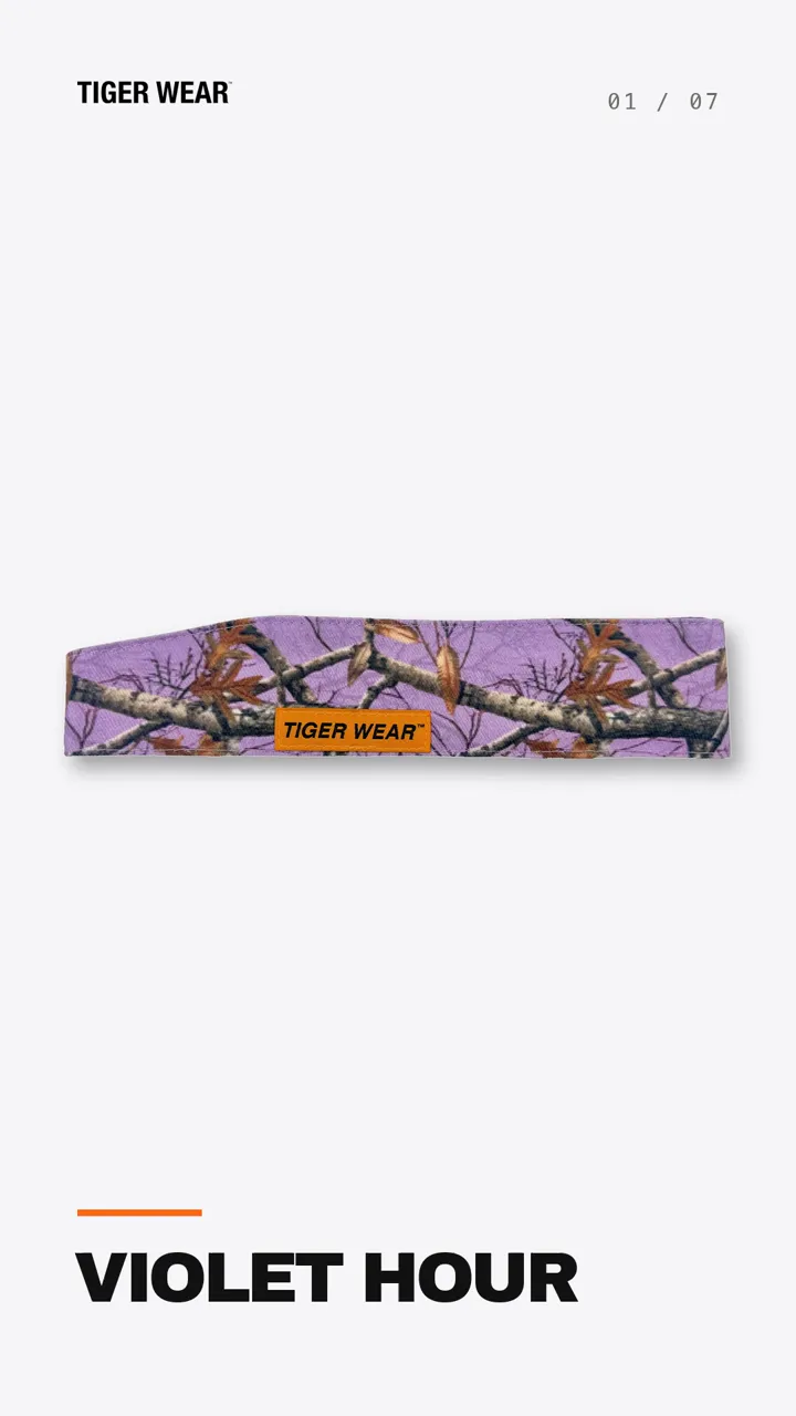 Violet Hour headband going from flat to tied