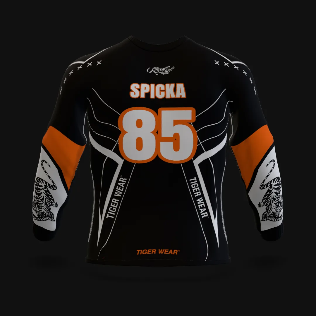 The back of the SPICKA 85 Tigerwear Practice Pro jersey in 3D